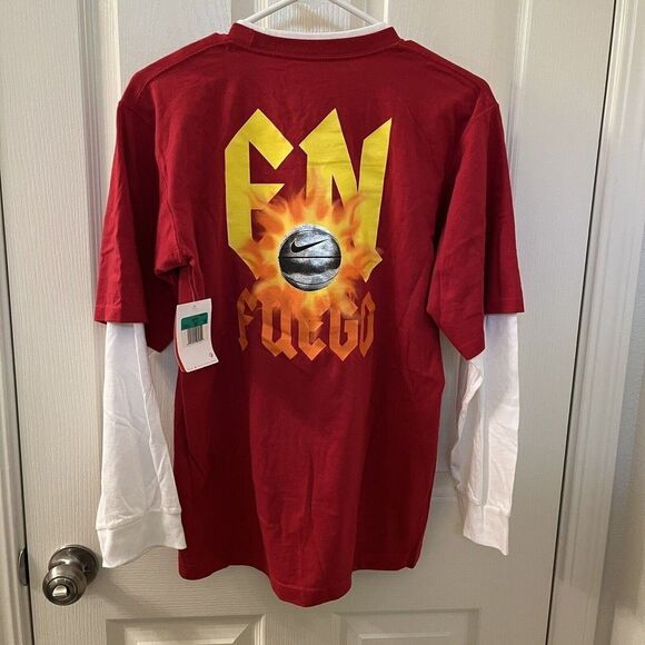 Nike Hoops En Fuego Basketball Layered Look Long Sleeve Top Boys XL 18-20 NWT - Picture 1 of 13